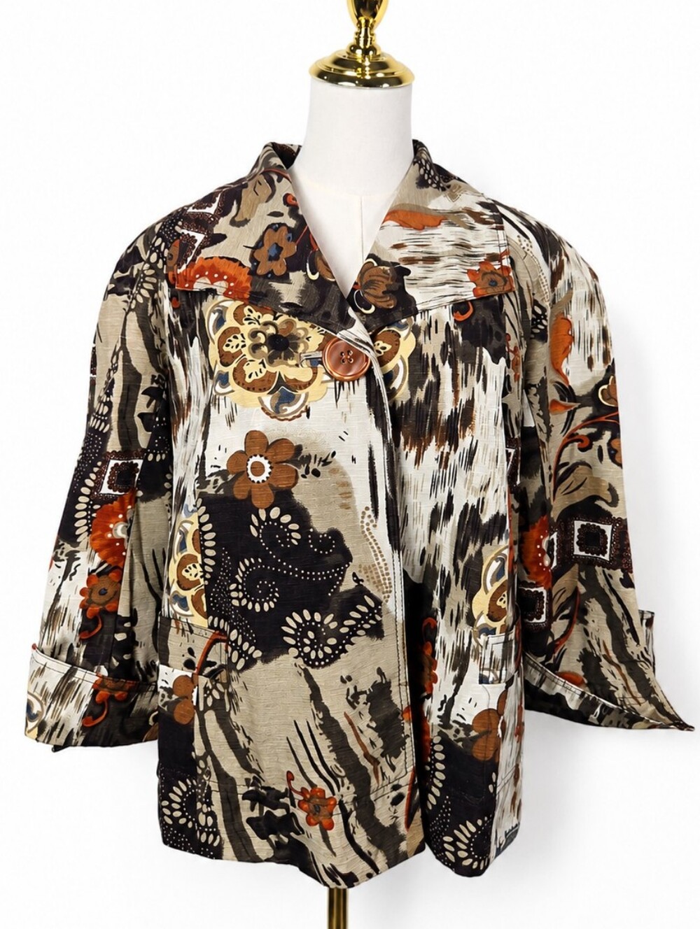 Birch Hill Silk Jacket M Art to Wear Boho Abstract Floral Artsy Statement Blazer